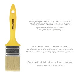 Paletina Profesional Cerda Blanca Ancho 70 mm. Cerdas Naturales Mango Plastico Ergonomico, Brocha Pintor, Pincel Pintura