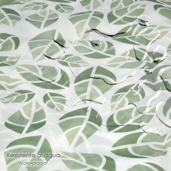 Cortina Ducha Hojas Verdes 180x200 cm. Impermeable