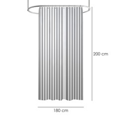 Cortina Ducha Rayas Blancas 180x200 cm. Impermeable