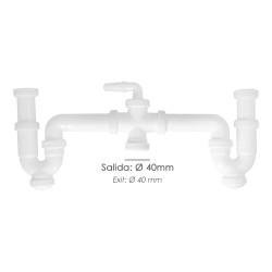 Sifon Doble Con Racor 1 1/2" Salida Ø 40 Mm Extensible