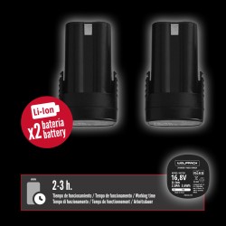 Tijeras Podar A Bateria 16,8 Volt. Con 2 Baterias 2 A/h. Mango Engomado, Ø Corte 40 mm. Con Maletín