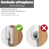 Clavija Enchufe Ultraplano 7 mm. con Asas De Extraccion 16 A - 250 V. Tras Muebles, 3 Cables, Toma Schuko
