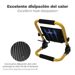 Foco Led Plano 50 Watt. Luz Blanca 4000 K IP 65 4000 Lumenes Con Asa de Transporte, Proyector Led Con Asa, Foco Led Trabajo