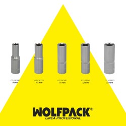 Llave Vaso 1/4" Hexagonal Larga 11 mm. Perfil de 6 caras. Acero Cromo Vanadio, Aristas Redondas