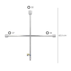 Llave Cruz 27 mm. / 32 mm. / 32 mm.  3/4". Para Camión.  Llave De Cruceta, Llave Cruzada, Llave Rueda Camión,