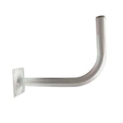 Soporte pared en L (para antenas hasta 65cm), grosor 1,2mm, diámetro 30mm,330mm separación, placa de 90x90mm