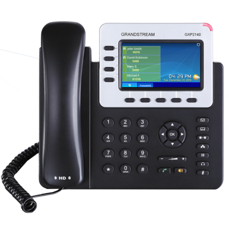 Teléfono IP, 4 Líneas SIP, 5 teclas programables, 5 teclas navegación, 11 teclas de función