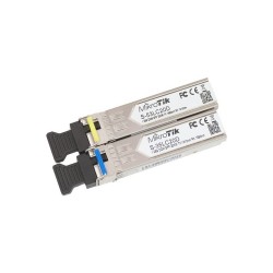 Pack de módulos SFP WDM (Tx y Rx por una sola fibra monomodo) con entrada conector LC/PC. Hasta 20kms