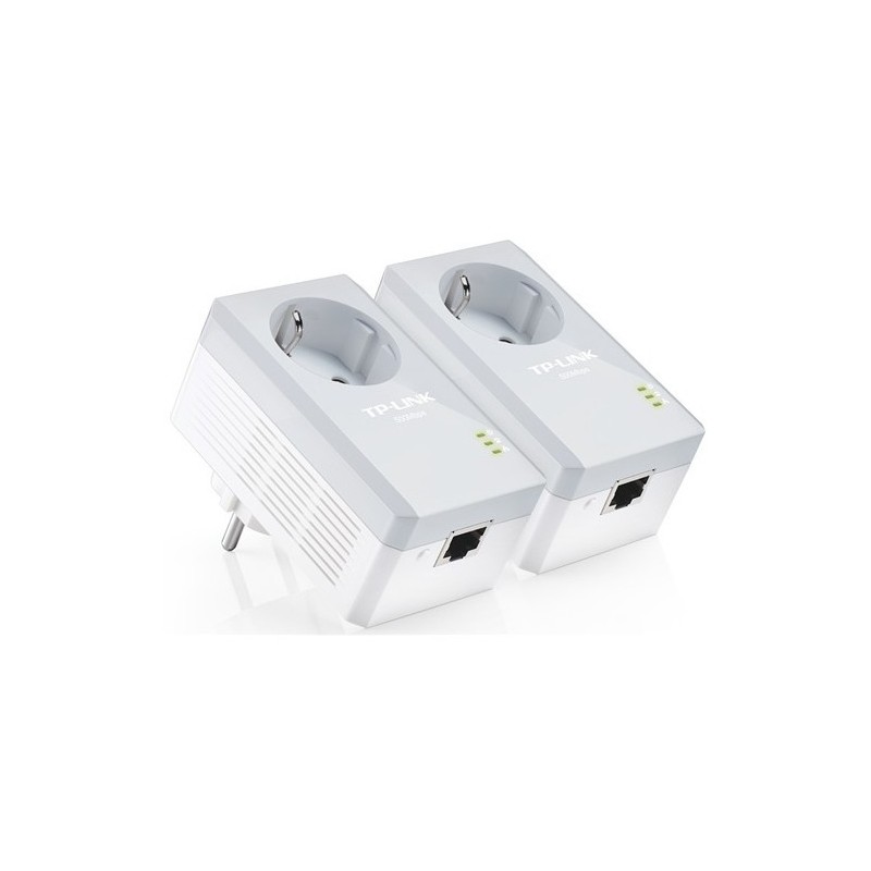 Kit PLC 500Mbps, X1 10/100 con enchufe incorporado. Cobertura 300 metros.