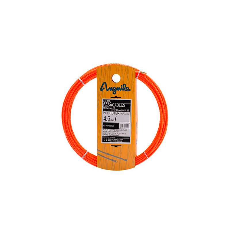 Guía pasa cables 12 metros y 4,5mm. Poliéster trenzado monofilamento. Color naranja