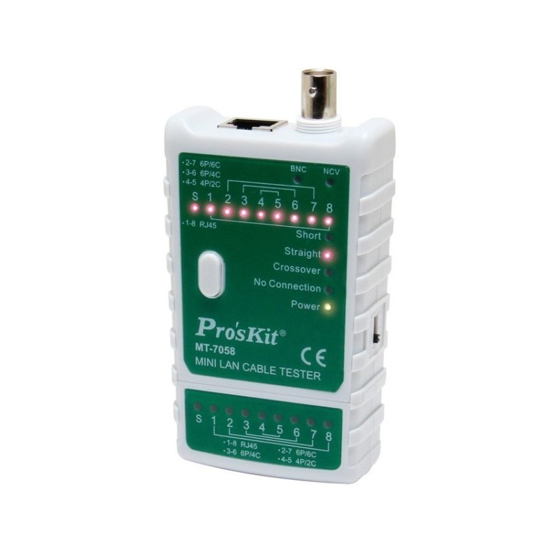 Mini tester de redes RJ/BNC CAT5/6 con LEDS, hasta 300mts