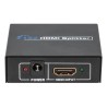 Repartidor HDMI 1 entrada y 2 salidas. Soporta 1080p, 3D y audio Dolby digital rela. 1,3b y HDPC. Conectores bañados en oro