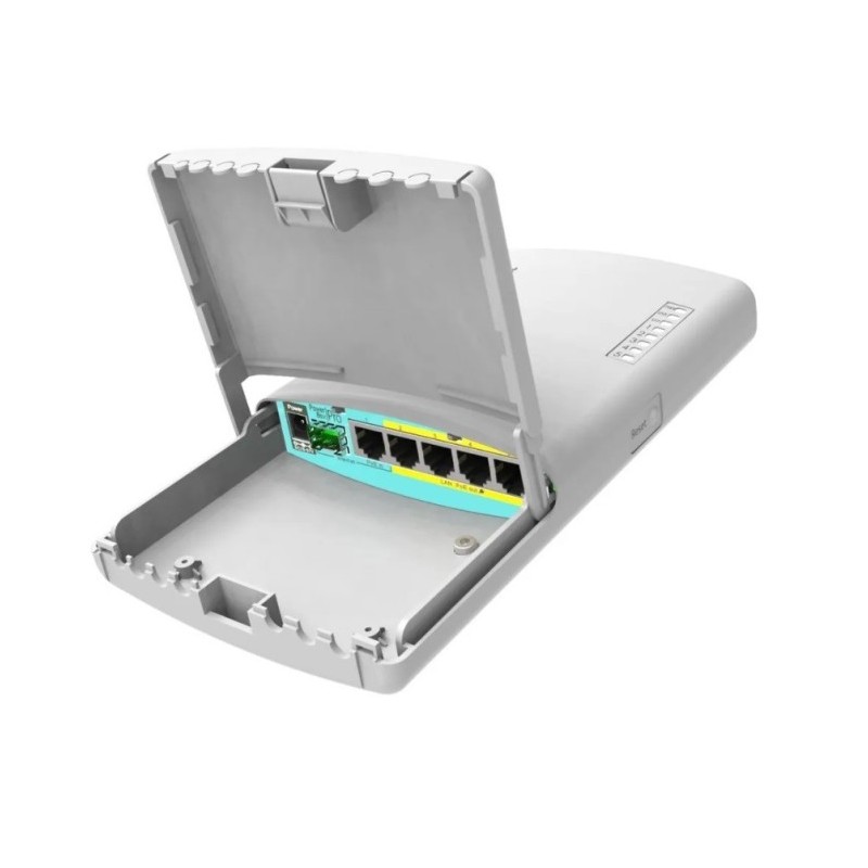 Routerboard SIN WIFI de EXTERIOR, 800MHz, 128MB RAM, x5 Gb POE, x1 SFP. Level 4