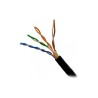 Cable CAT6 UTP, Aluminio cobreado, CPR-FCA, Polietileno (exterior), negro. Bobina 305mts