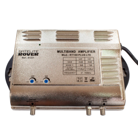 Central Banda Ancha RT-100 PLUS-LTE 700. 1 Entrada 47-68 Mhz / 174-232 Mhz/ / 470-694 Mhz. Ganancia 25-45dB. 117dBuV
