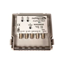 Amplificador mástil 5G 4E-1S, UHF 40dB / FM 10dB / BIII/DAB 30dB, 104 - 107dBu.