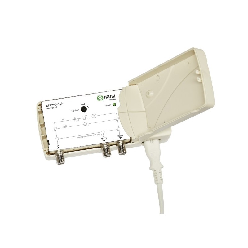 Amplificador interior 5G de TDT/ Satélite, 2 salidas, 18/22dB. 102/108dBuV