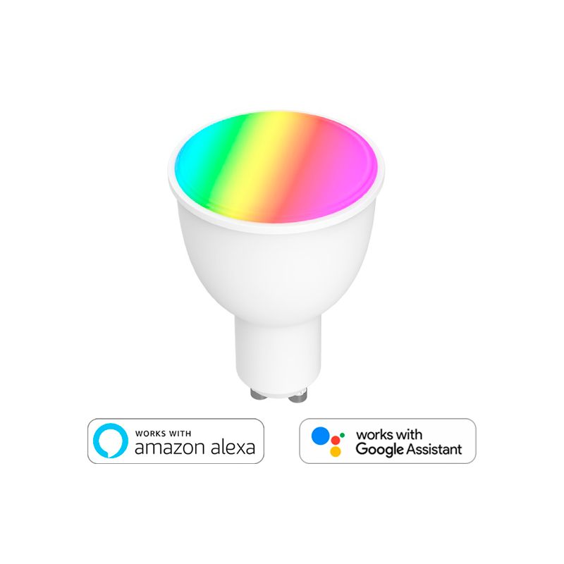 Bombilla inteligente RGB 4.5W GU10, Wifi 2.4Ghz