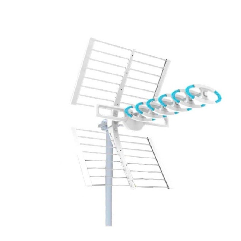 Antena UHF NOVA-ERA, 5G pasiva. 16dB. C48. D/A 28dB. Embalaje 6 unidades. Color blanco.