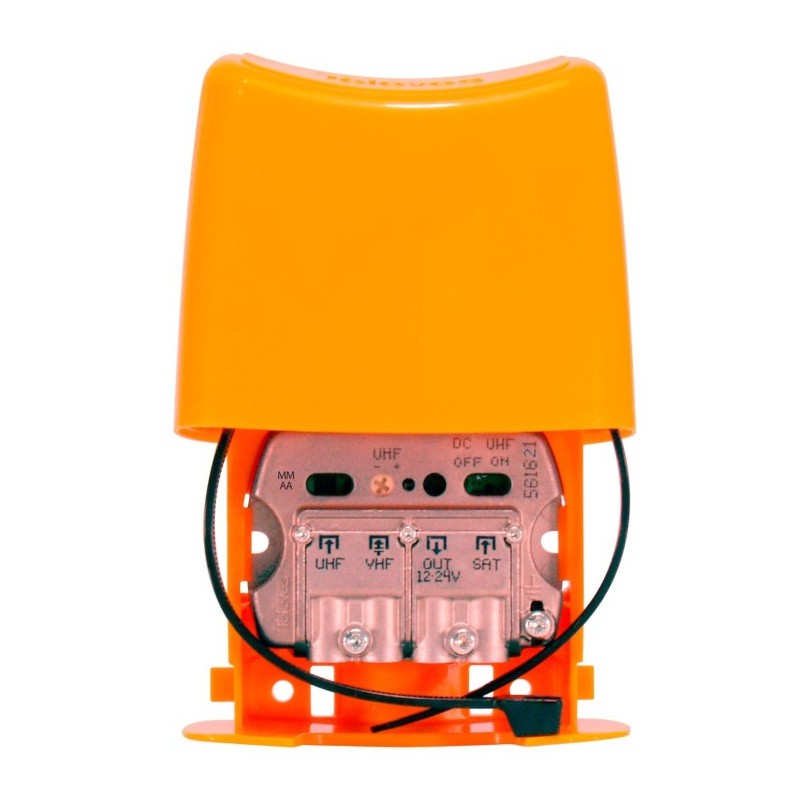 Amplificador de mástil 5G, 3 Entradas. UHF / VHF /Mezcla SAT, 29dB, ajustable 15dB,104dBuV