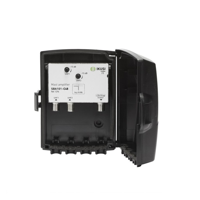 Amplificador de mástil 2 Entradas. 2x UHF, 36dB, 105dBuV