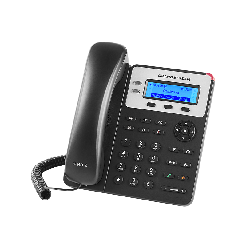 Teléfono IP con 2 líneas, 132 x 48 backlit LCD, 3 teclas XML programables, SIN POE. Grandstream