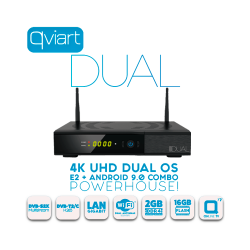 Receptor COMBO (S2X) + TDT (T2) Android 9.0/Linux E2, 4K UHD, H.265, 1 Lector tarjetas, Wifi Dual integrado, IR