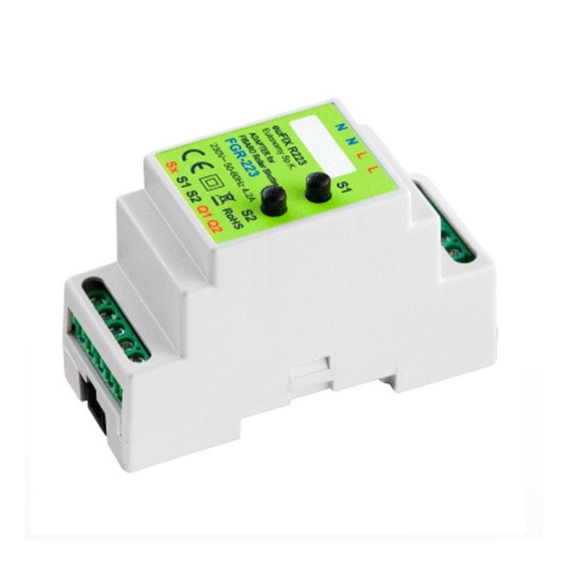 Adaptador carril DIN con botón para FIBARO Roller Shutter 3 FGR-223 y FGR-224