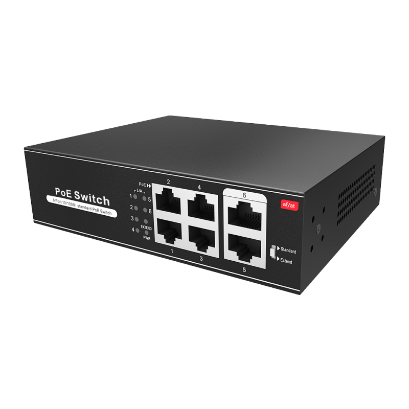 Switch de 4 puertos 10/100 POE+,  + x2 puertos 10/100. Sobremesa