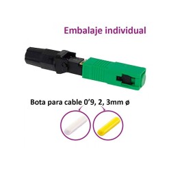 Conector SC/APC SM  para cables de  3mm, 3x2, 2mm y 0,9mm, IL0,3dB ,verde.