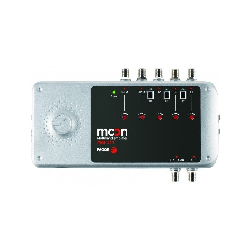 Central Multibanda 5E (UHF1-UHF2-BIII/DAB-BI/FM-SAT) y 1 salidas , 45 / 30 / 35dB, 117d-120dBuV