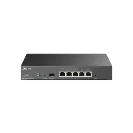Router VPN OMADA con x1 Gb WAN fijo, x2 Gb WAN/LAN intercambiables, x2 Gb LAN, 1x WAN SFP Flash 128MB, DRAM 512MB,