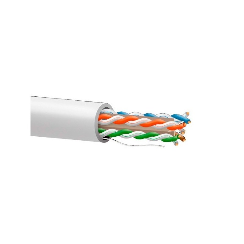 Cable CAT6 UTP, Cobre, LSZH, CPR-Dca-s2,d2,a2, AWG 23, conductor de 0.51mm, blanco. Bobina 305mts