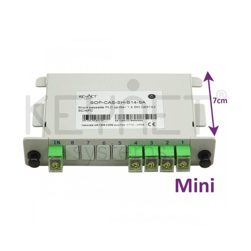 Splitter óptico 1x4 SC/APC tipo Cassette