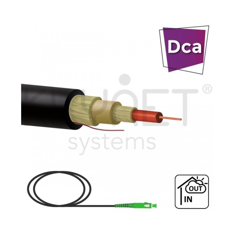 Pigtail SC/APC, G657A2, para exterior (PE), doble cubierta, 150mts. Negro