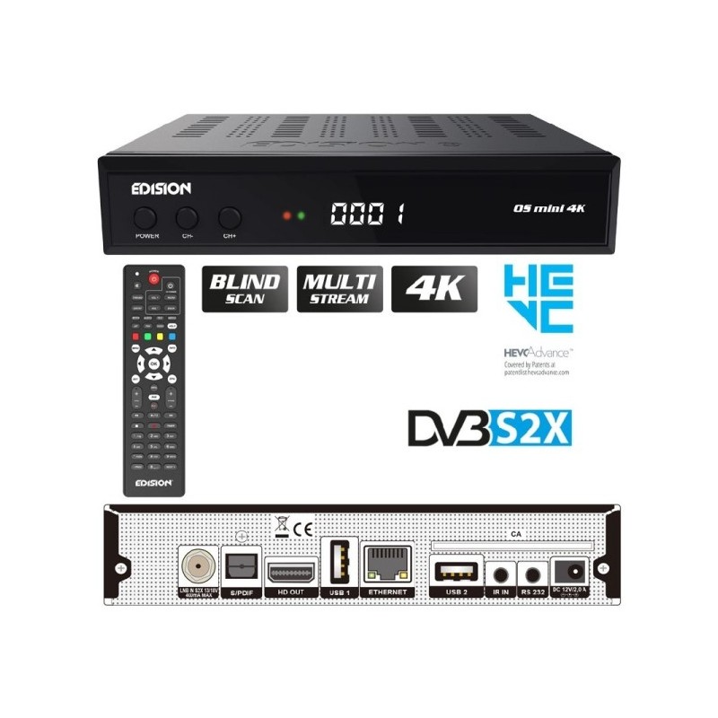 Receptor Mini Linux SAT 4K, Openpli, H.265, PVR, Etehernet, x1 lector tarjetas