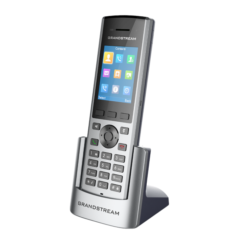 Terminal/supletorio para el Gateway SIP-DECT DP752. 10 cuentas SIP, jack 3.5mm, conferencia 3 vías. Pantalla TFT color 2.4"