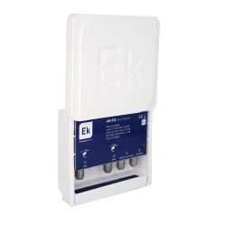 Amplificador de mástil 5G. 3 Entradas VHF - UHF - SAT. (20dB/30dB/ -2dB)  1 Salida 112dBuV. Alimentación 24Vdc.