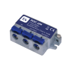 Distribuidor de 2 salidas, tipo QuiCoax. Con paso de corriente DC. 5-2400Mhz. 3,8dB (862MHz) / 4,9dB,(2400MHz).