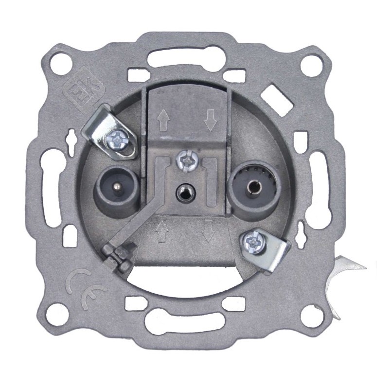 Toma final con derivación, con garras, TV-FM / Satélite. Con paso de corriente SAT. Conexión atornillado. Clase A