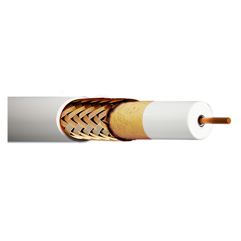 Cable coaxial cobre 6,8mm. Conductor interno CU 1,13mm. Atenuación: 17,4/28,4dB (862/2150MHz)