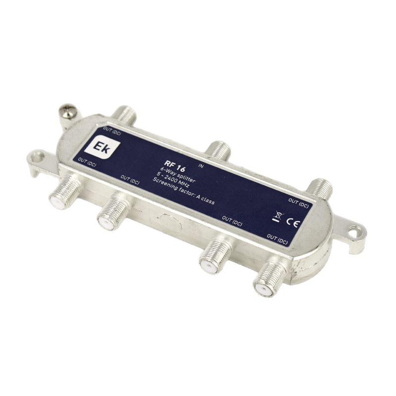 Distribuidor de 6 salidas 5-2400Mhz con Paso de Corriente