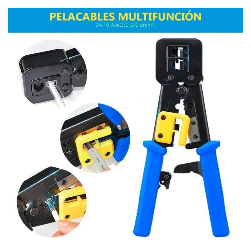 Crimpadora metálica para hilo pasante (RJ11 y RJ45)