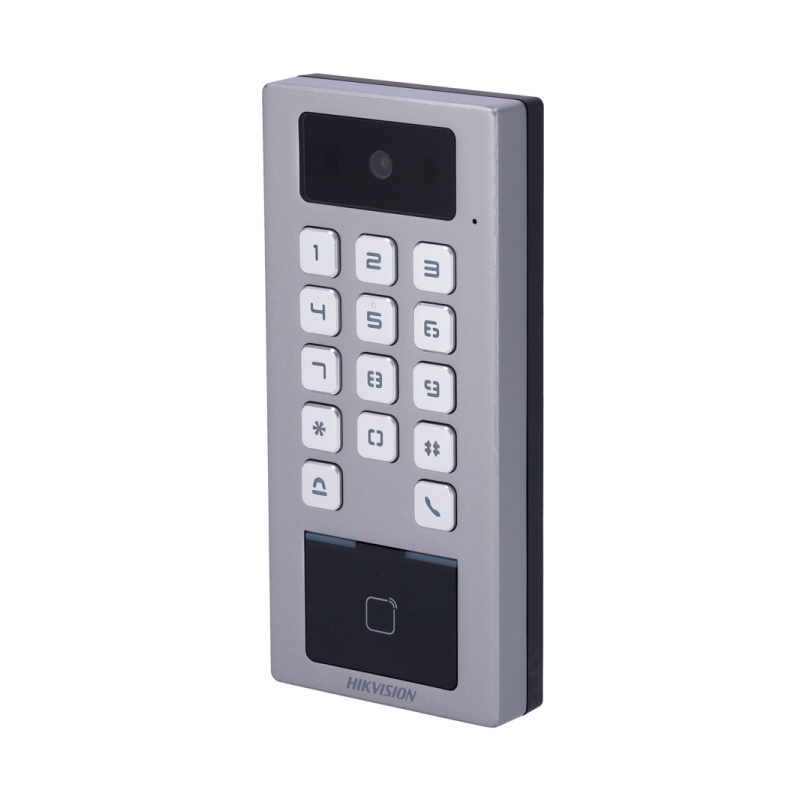 Control de acceso con cámara, IP65, IK09, para supervisión vía smartphone. Lector Mifare y teclado.