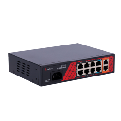 Switch de 8 puertos 10/100 POE 120W, x2 UPLINK Gigabit. Sobremesa