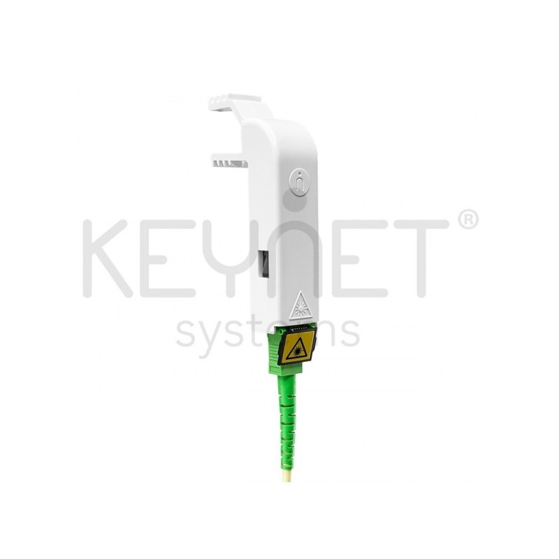 Adaptador 90 con fijación para mecanismos Keystone evitando daños en el cable de fibra óptica