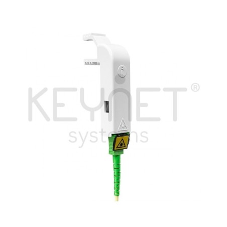 Adaptador 90 con fijación para mecanismos Keystone evitando daños en el cable de fibra óptica