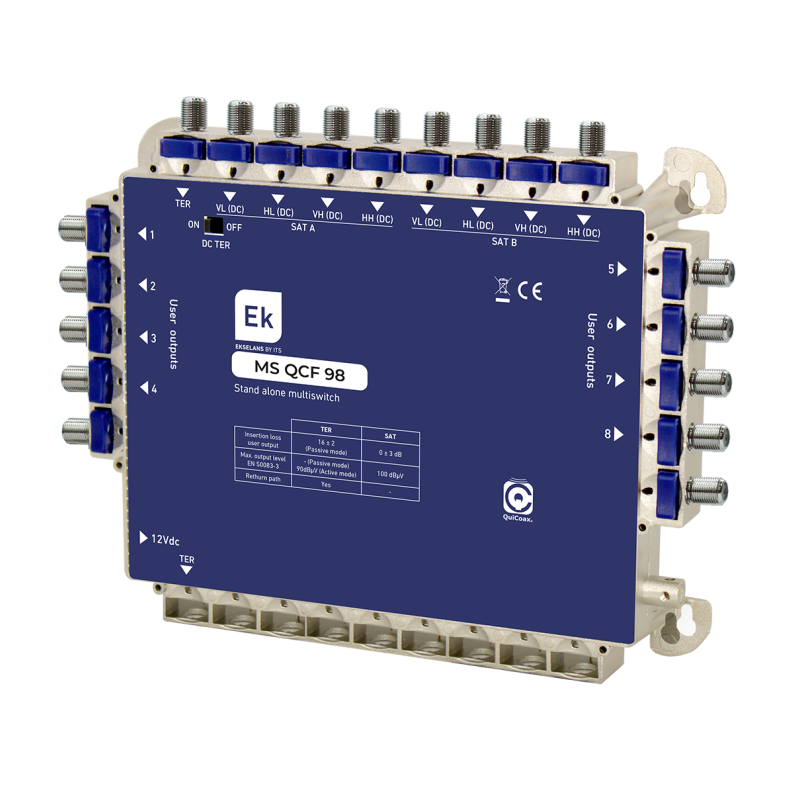 Multiswitch Final de Cascada/estrella. 9 entradas (8 SAT + 1 TER) 8 salidas usuario.
