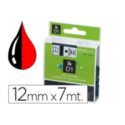 CINTA ROTULADORA AUTOADHESIVA DYMO D1 12MM X 7M S0720570 NEGRO ROJO
