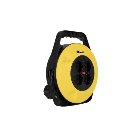 CARRETE ALARGADOR REGLETA NGS DE 10M CABLE Y 4 TOMAS SCHUKO CON PROTECCIÓN TÉRMICA GRID ROUND
